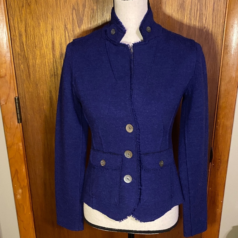 Eileen Fisher Royal Blue Button-Up Blazer Pit To Pit 17” X 21” L Medium Size